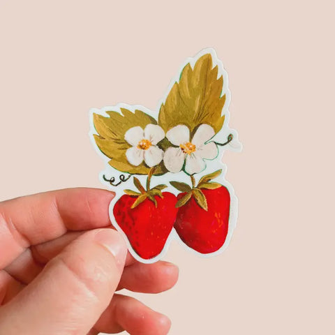 Vintage Strawberries Leaf Sticker