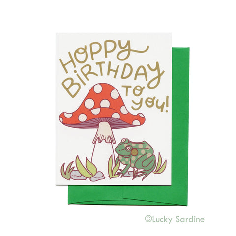 Hoppy Birthday To You Frog and Mushroom Card
