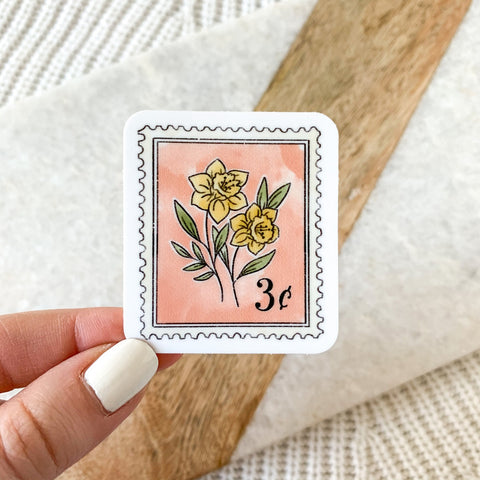 Pink Antique Floral Stamp Sticker