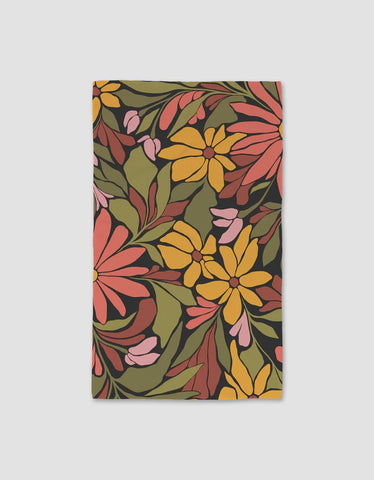 Blooming Black Kitchen Towel