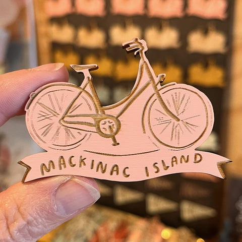 Mackinac Island Bike Magnet Pink