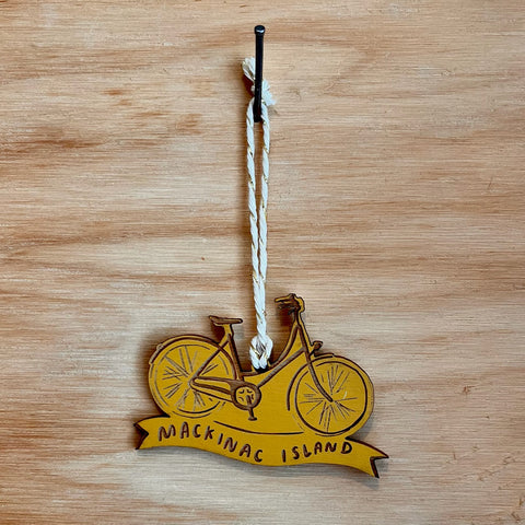 Mackinac Island Bike Ornament Mustard