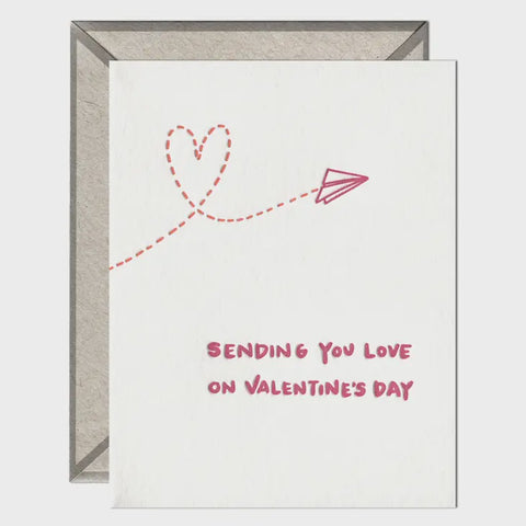 Sending You Love Paper Airplane Valentine's Card
