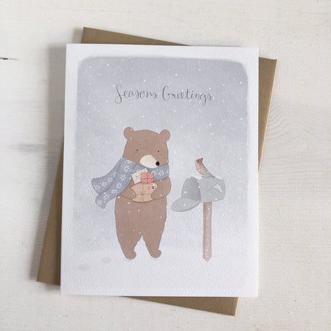Snowy Mailbox Bear Card