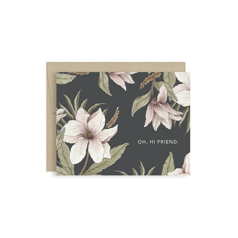 Hi Friend Card Dark Floral