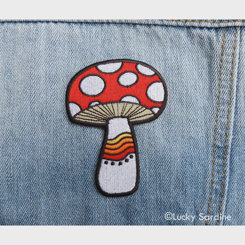 Mushroom Rainbow Embroidered Patch
